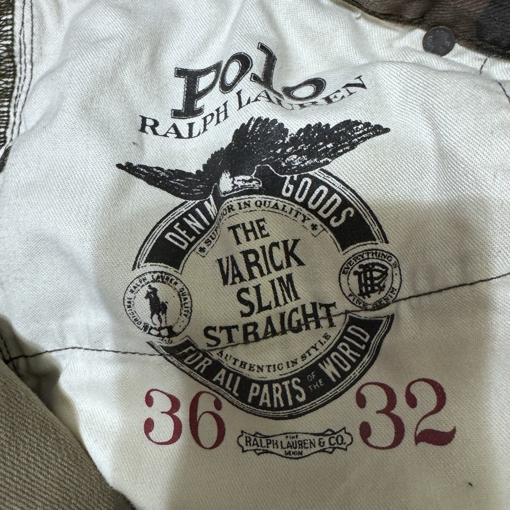 Polo Ralph Lauren Varick Slim Straight Jeans Camo Camouflage 36 32 Button Fly - Picture 4 of 14